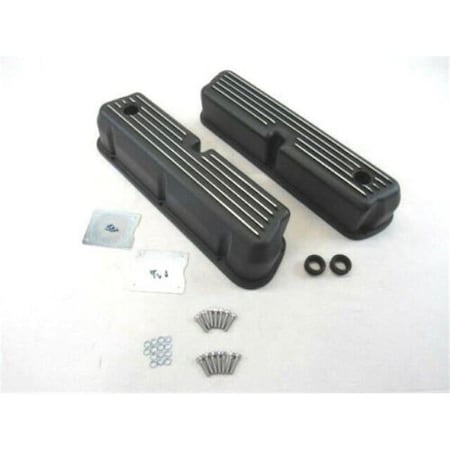 Bous Performance Tall Aluminum Finned Valve Covers with Hole for 1962-1985 Ford 289-302-351W-5.0L, Black E41201BK